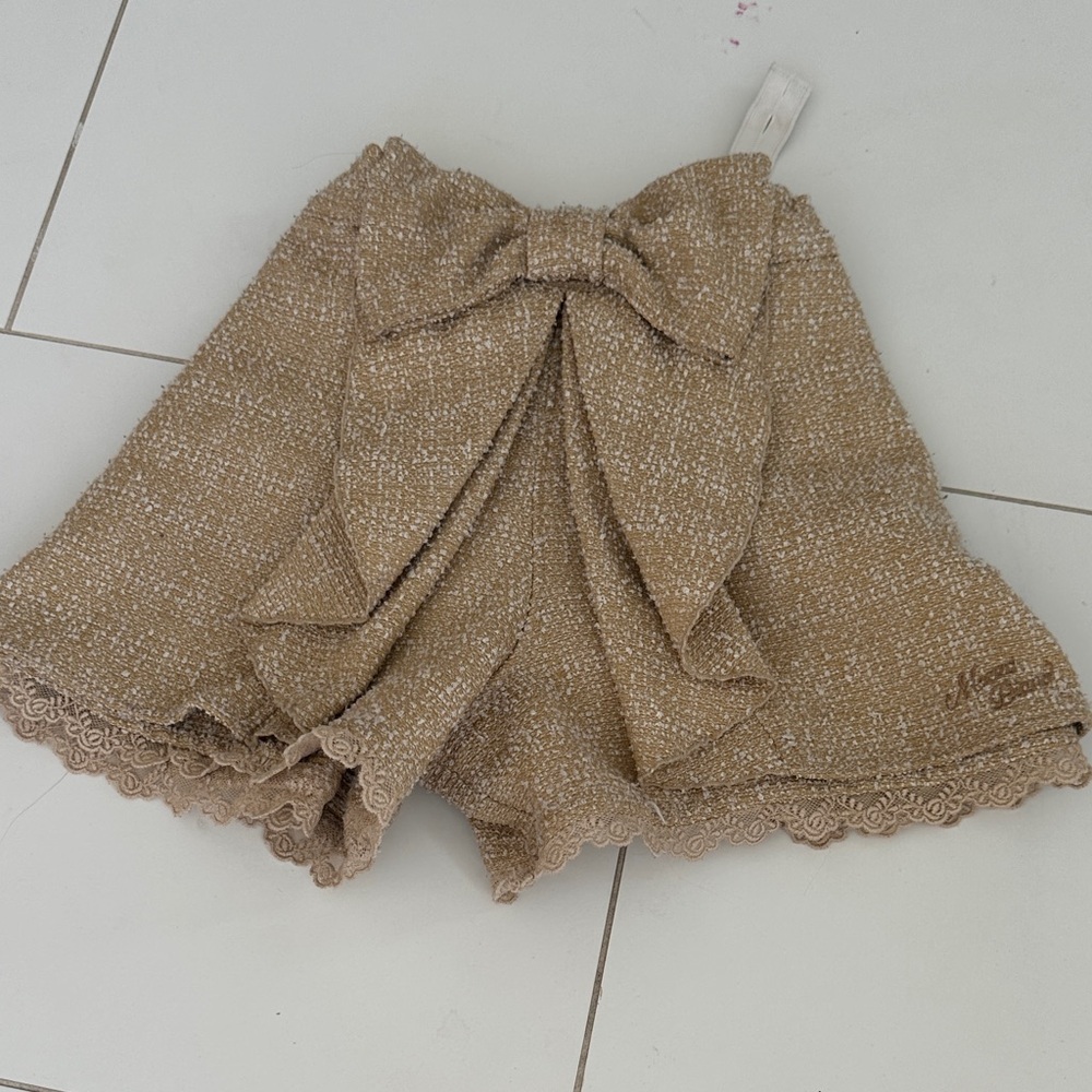 Fancy Girls Tan Shorts with Bow Detail 7